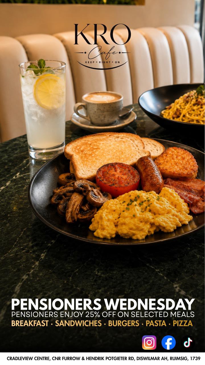 KRO Café breakfast plate with eggs, toast, sausage and mushrooms